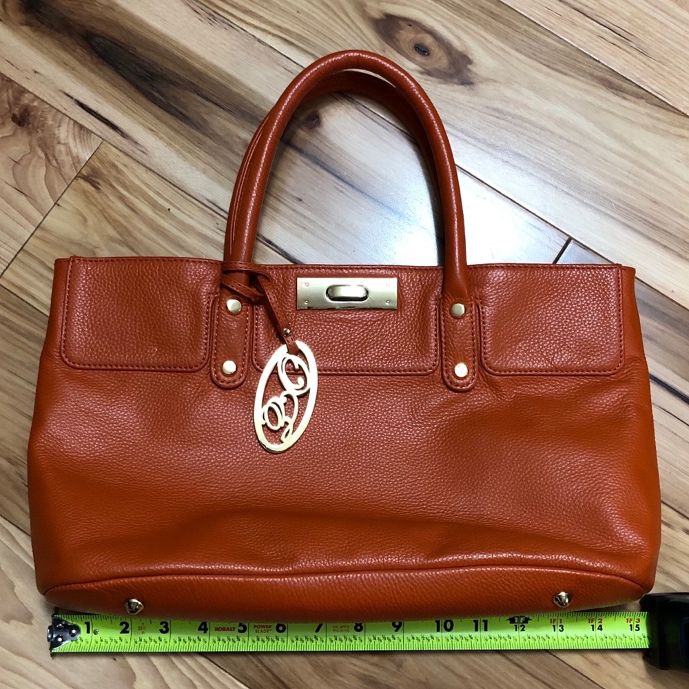 Onna Erhlich Orange Pebbled Leather Satchel